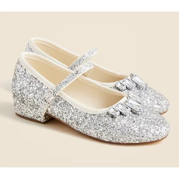 NWT J. Crew crewcuts Girls Glitter Ballet Flat 2 Mary Jane Gold CE497 J.Crew - Picture 1 of 4